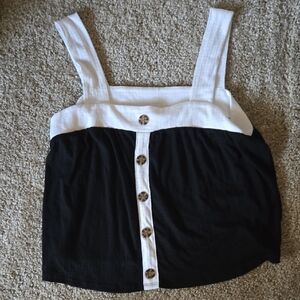 Belldini Black and White Ribbed Tank Top